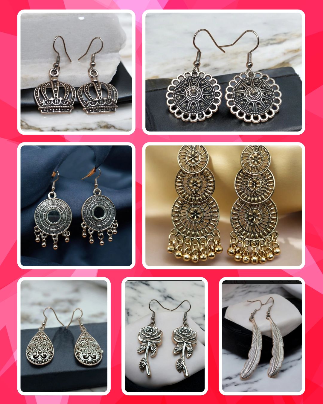 Set of 7Beautiful Oxidized Earrings [SKU :- OX2]